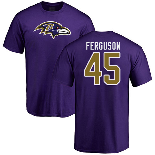 Men Baltimore Ravens Purple Jaylon Ferguson Name and Number Logo NFL Football #45 T Shirt->nfl t-shirts->Sports Accessory